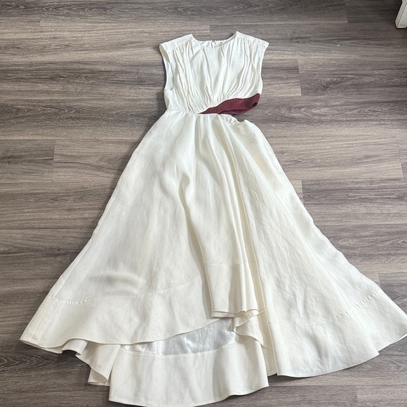Aje Dress Ivory and Mahogany Asymmetrical Reflection Cut out hi lo Size 10 - Picture 2 of 12